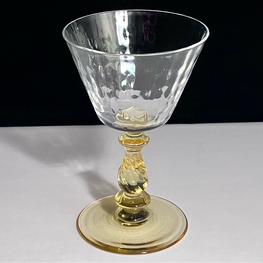 Handblown Clear and Amber Wine Glass - Elegant Stemmed Glassware